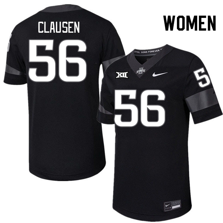 Women #56 Drew Clausen Iowa State Cyclones College Football Jerseys Stitched-Black